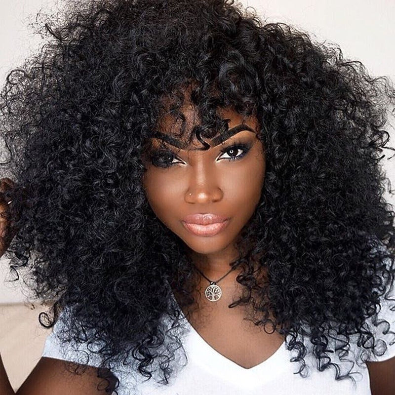 Manufacturers Supply European And American Wigs, African Short Curly Hair Female Wigs, Fluffy Small Curly Bangs, Long Curly Hair Wigs, Wigs Beauty hair & fashionfj