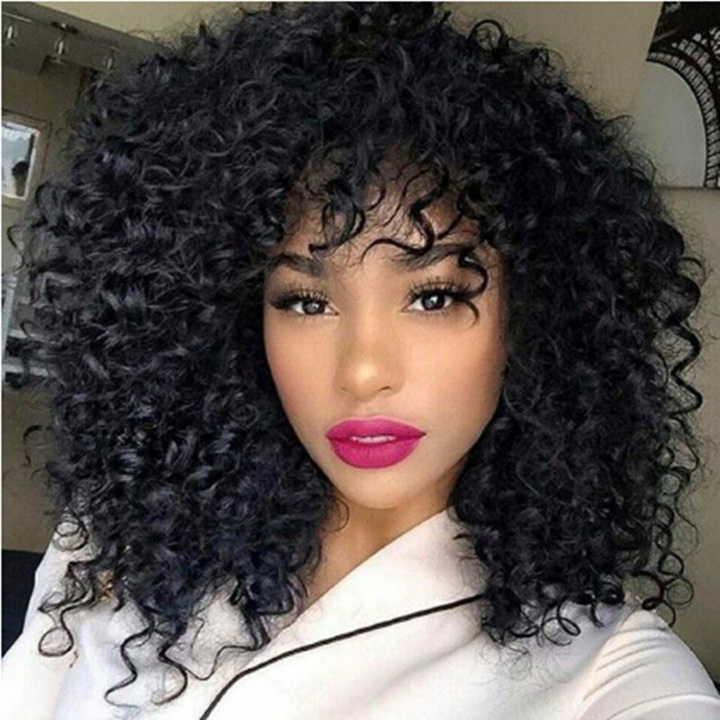 Manufacturers Supply European And American Wigs, African Short Curly Hair Female Wigs, Fluffy Small Curly Bangs, Long Curly Hair Wigs, Wigs Beauty hair & fashionfj