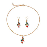 Fashion Simple Oil Dripping Christmas Tree Earrings Necklace Set Women Beauty hair & fashionfj