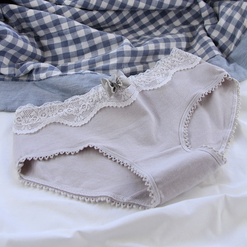 Vintage Lace Trim Gray Black Ladies Panties Cotton Cute Cotton Crotch Ladies Panties Beauty hair & fashionfj