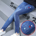 Korean Children"s Clothing Girls" Spring New Fashion Five Pointed Star Skinny Jeans Beauty hair & fashionfj