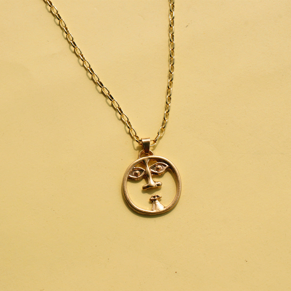 Real Gold Plated Chain Necklace Face Alloy Beauty hair & fashionfj