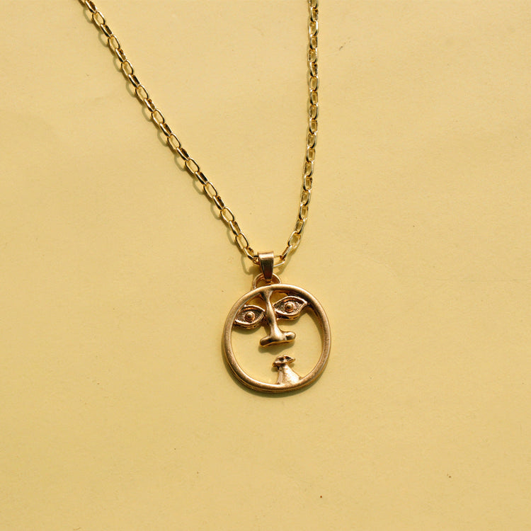 Real Gold Plated Chain Necklace Face Alloy Beauty hair & fashionfj