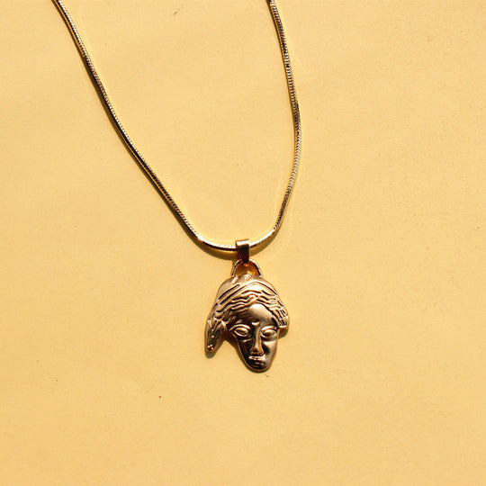 Real Gold Plated Chain Necklace Face Alloy Beauty hair & fashionfj