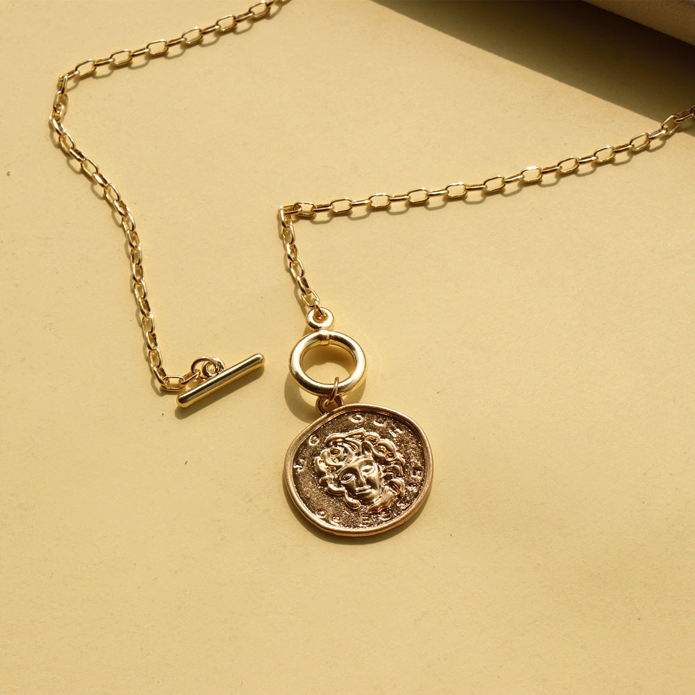 Real Gold Plated Chain Necklace Face Alloy Beauty hair & fashionfj