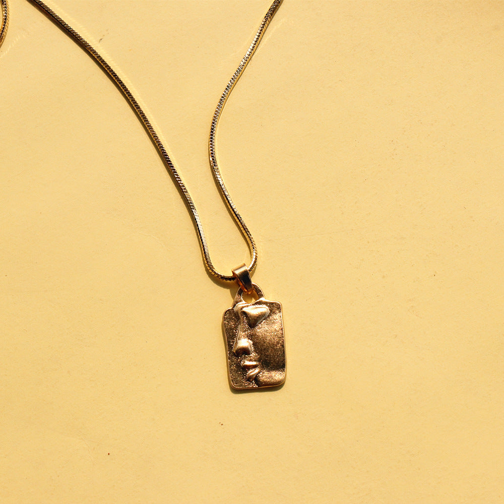 Real Gold Plated Chain Necklace Face Alloy Beauty hair & fashionfj