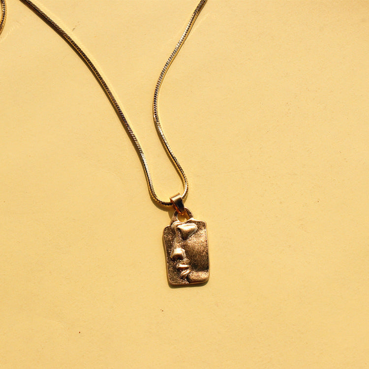 Real Gold Plated Chain Necklace Face Alloy Beauty hair & fashionfj