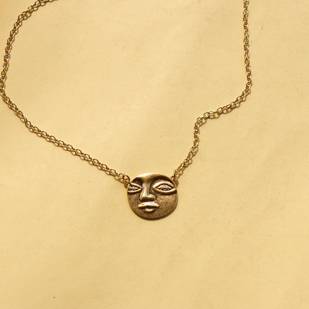 Real Gold Plated Chain Necklace Face Alloy Beauty hair & fashionfj
