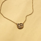 Real Gold Plated Chain Necklace Face Alloy Beauty hair & fashionfj