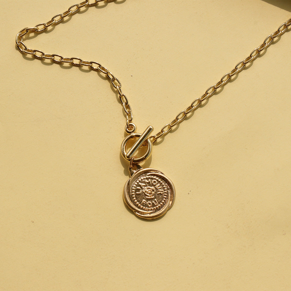 Real Gold Plated Chain Necklace Face Alloy Beauty hair & fashionfj