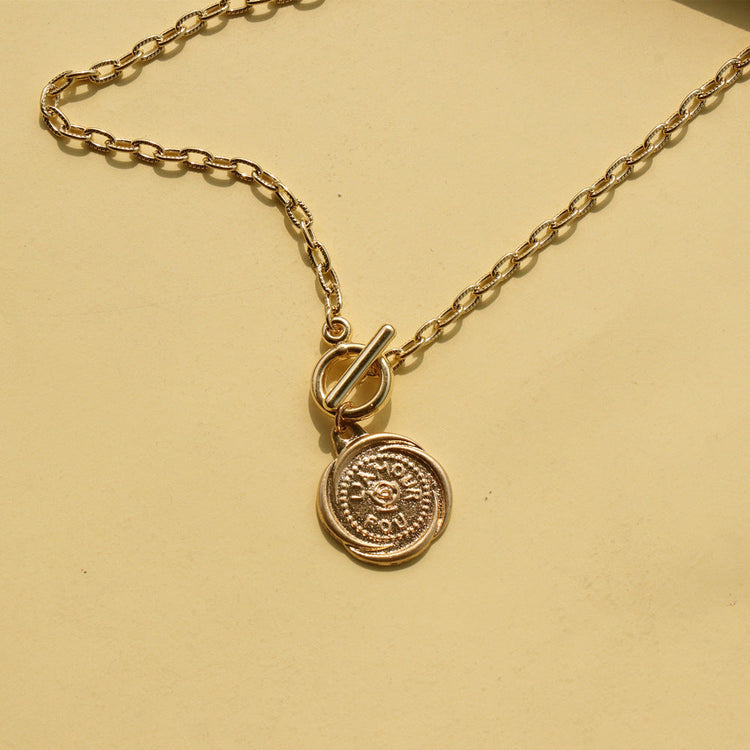 Real Gold Plated Chain Necklace Face Alloy Beauty hair & fashionfj