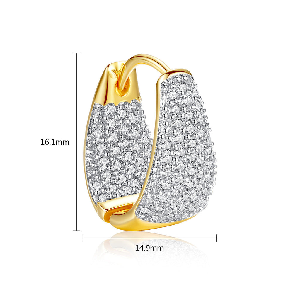 Qiuling Earrings Are Plated With 18K Genuine Gold, Simple European And American Women'S Zircon Earrings, A Hair Substitute Earring Beauty hair & fashionfj