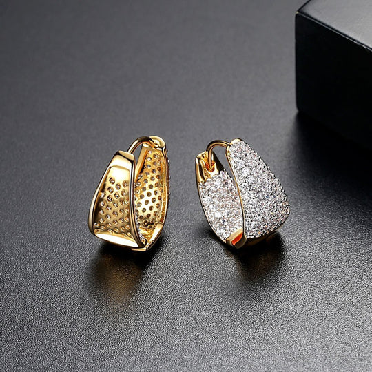 Qiuling Earrings Are Plated With 18K Genuine Gold, Simple European And American Women'S Zircon Earrings, A Hair Substitute Earring Beauty hair & fashionfj