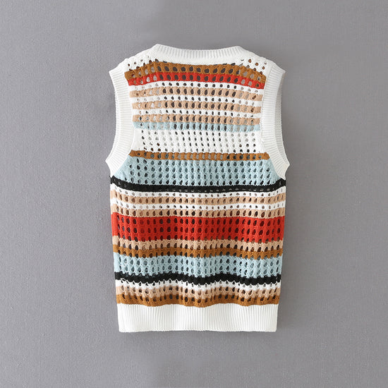 Summer New Color-Blocking Knitted Vest Slim Vest