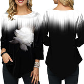 Printed stitching cropped sleeve T-shirt Beauty hair & fashionfj