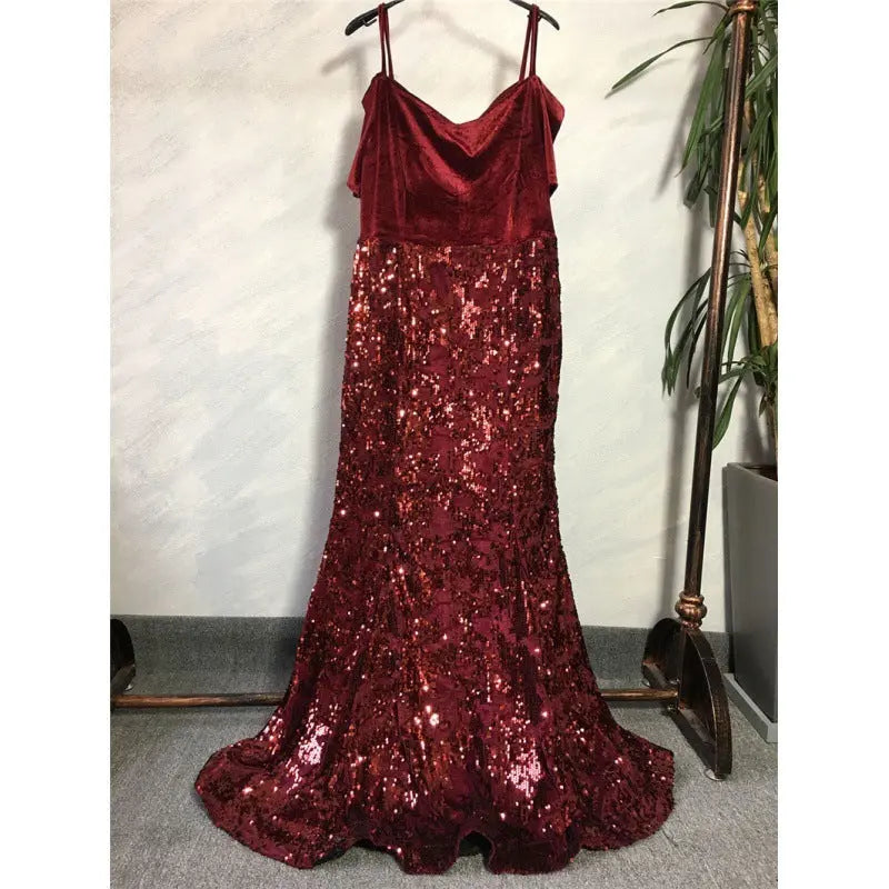 African Fashion Party Dress Sequined Sexy Evening Dresses Beauty hair & fashionfj