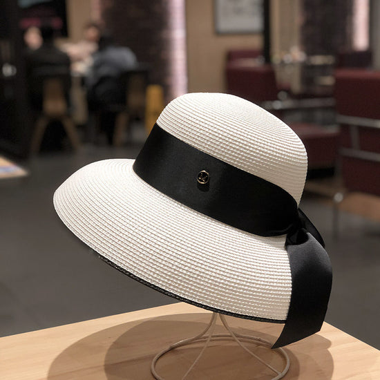 Wind Retro Beach Straw Hat Bow Female Summer Seaside