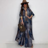 Elegant Sexy Fashion Print Top Wide Leg Pants Two-piece Set Beauty hair & fashionfj