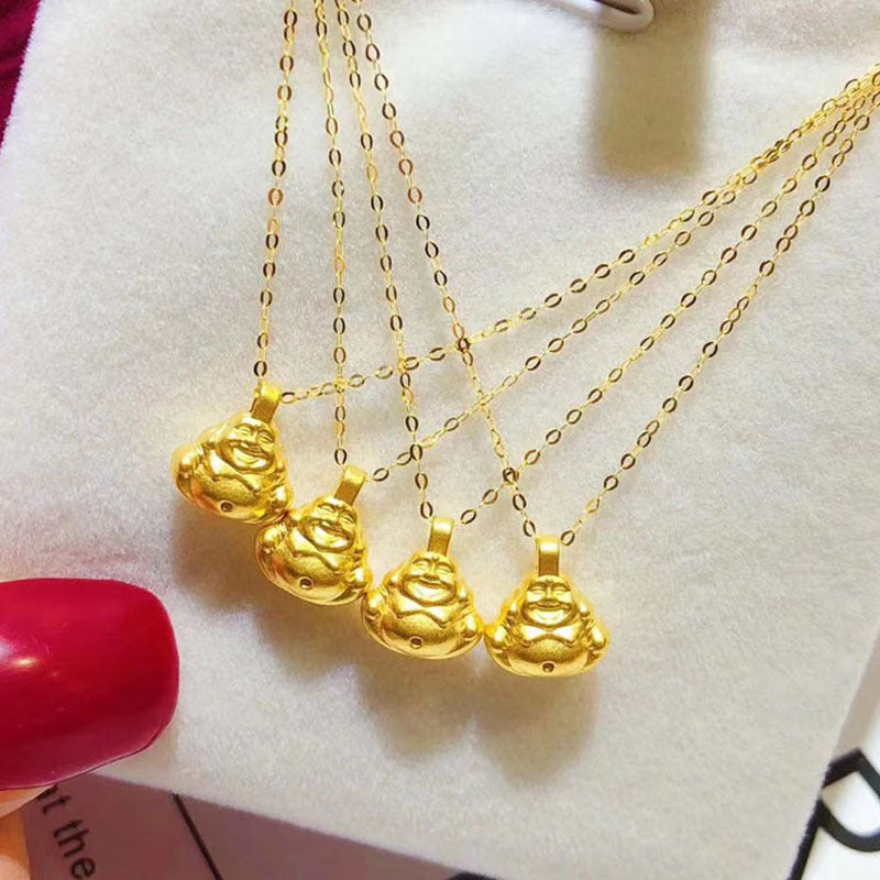 Yellow Gold Buddha Pendant 18K Gold Necklace Beauty hair & fashionfj
