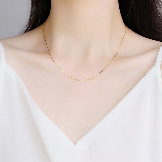 18K Gold Necklace Women's 925 Sterling Silver Gold Plated Chain Beauty hair & fashionfj