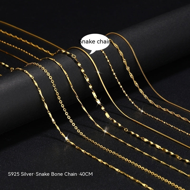 18K Gold Necklace Women's 925 Sterling Silver Gold Plated Chain Beauty hair & fashionfj