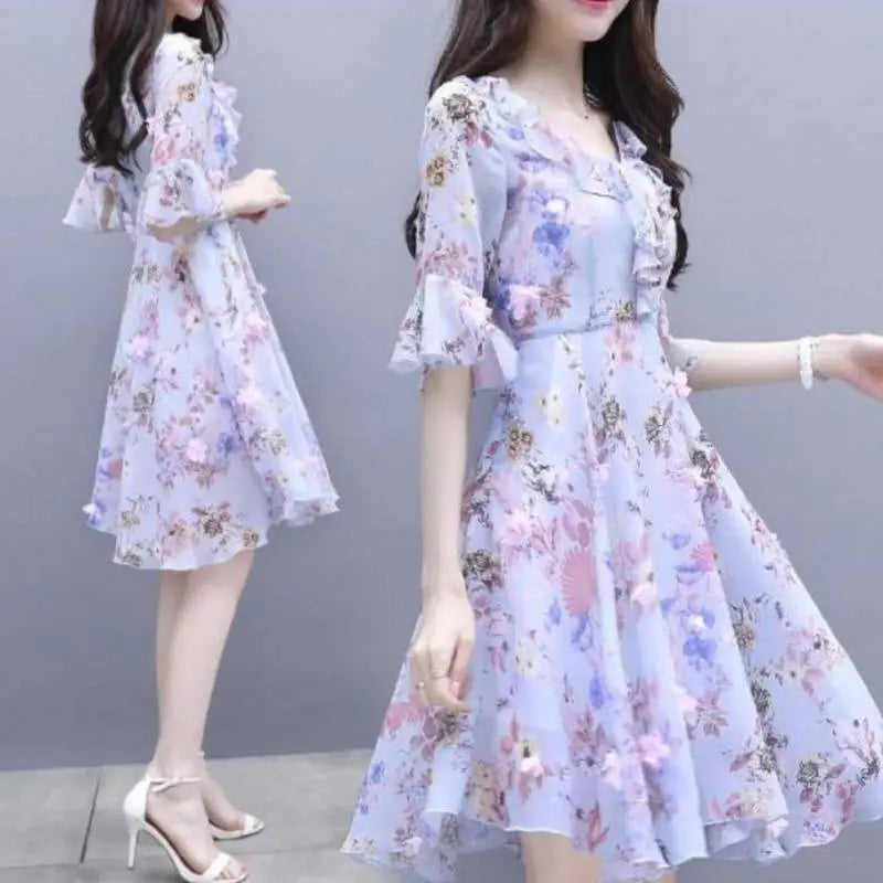 Summer Fairy Skirt, Summer Thin, Printed Chiffon Skirt, Waist, Super Fairy, Gentle Wind Beauty hair & fashionfj