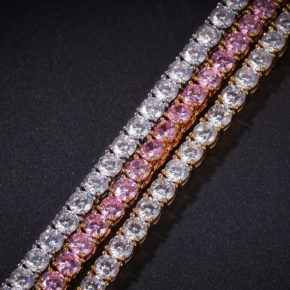 Women's Hip Hop Colorful Zircon Pendant Tennis Chain Beauty hair & fashionfj