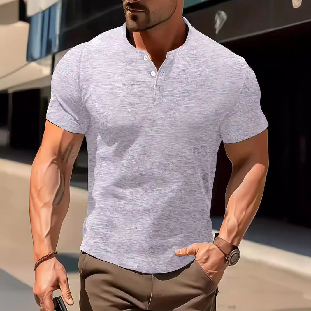 Men's Solid Color Casual Fashion Short Sleeved Shirt Beauty hair & fashionfj