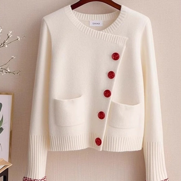 White Knitted Fabric Cardigan Sweater For Women Beauty hair & fashionfj
