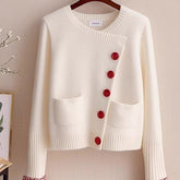White Knitted Fabric Cardigan Sweater For Women Beauty hair & fashionfj