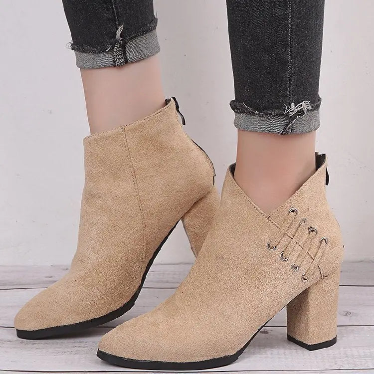 Fashion Ankle Boots Women Pointed-toe Zipper Shoes Lady Beauty hair & fashionfj