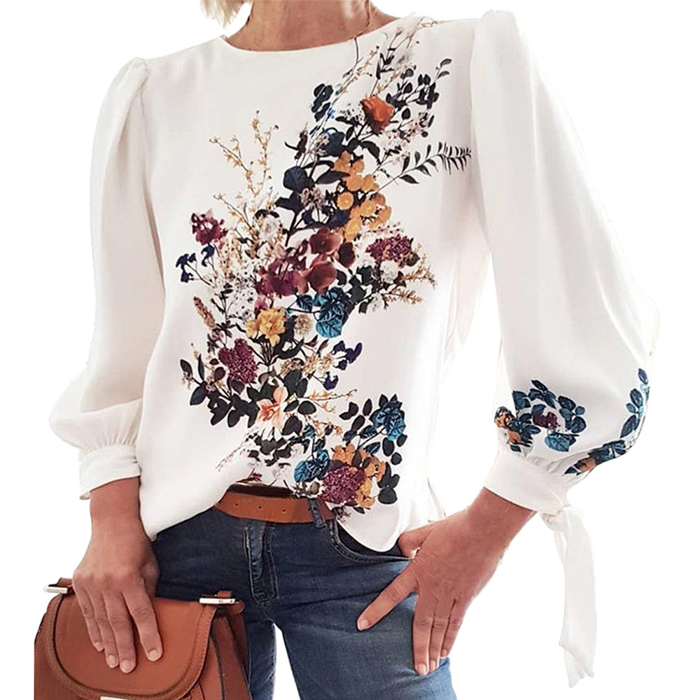 Printed casual women's flora T-shirt Beauty hair & fashionfj