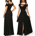 V-neck off-the-shoulder split long skirt Beauty hair & fashionfj