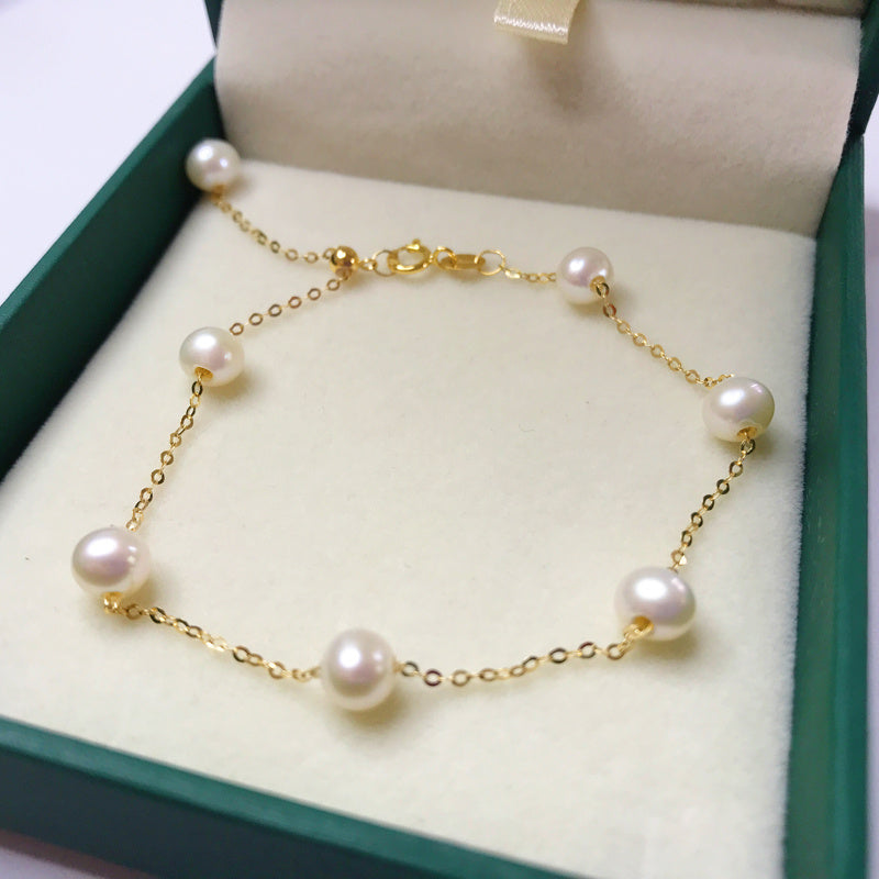 18k Gold Bead Bracelet Beauty hair & fashionfj