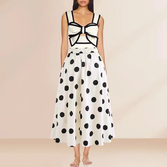One-piece Swimsuit Female Beach Dress Bow Round Skirt