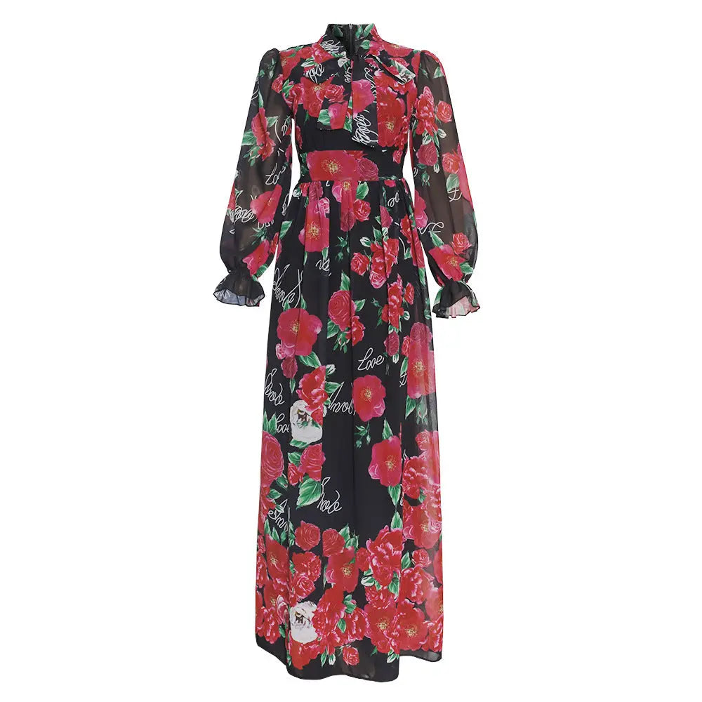 African Clothing Women's Chiffon Print Big Swing Dress Long Skirt Beauty hair & fashionfj