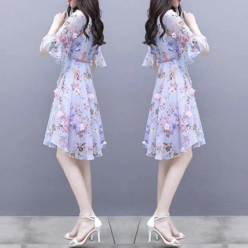 Summer Fairy Skirt, Summer Thin, Printed Chiffon Skirt, Waist, Super Fairy, Gentle Wind Beauty hair & fashionfj