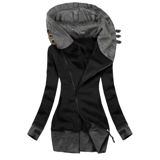 Hooded Long Sleeve Pocket Zip Sweatshirt Beauty hair & fashionfj