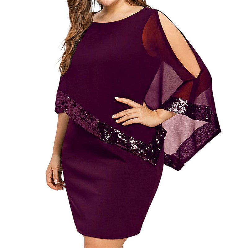 Chiffon dress with irregular sequins Beauty hair & fashionfj
