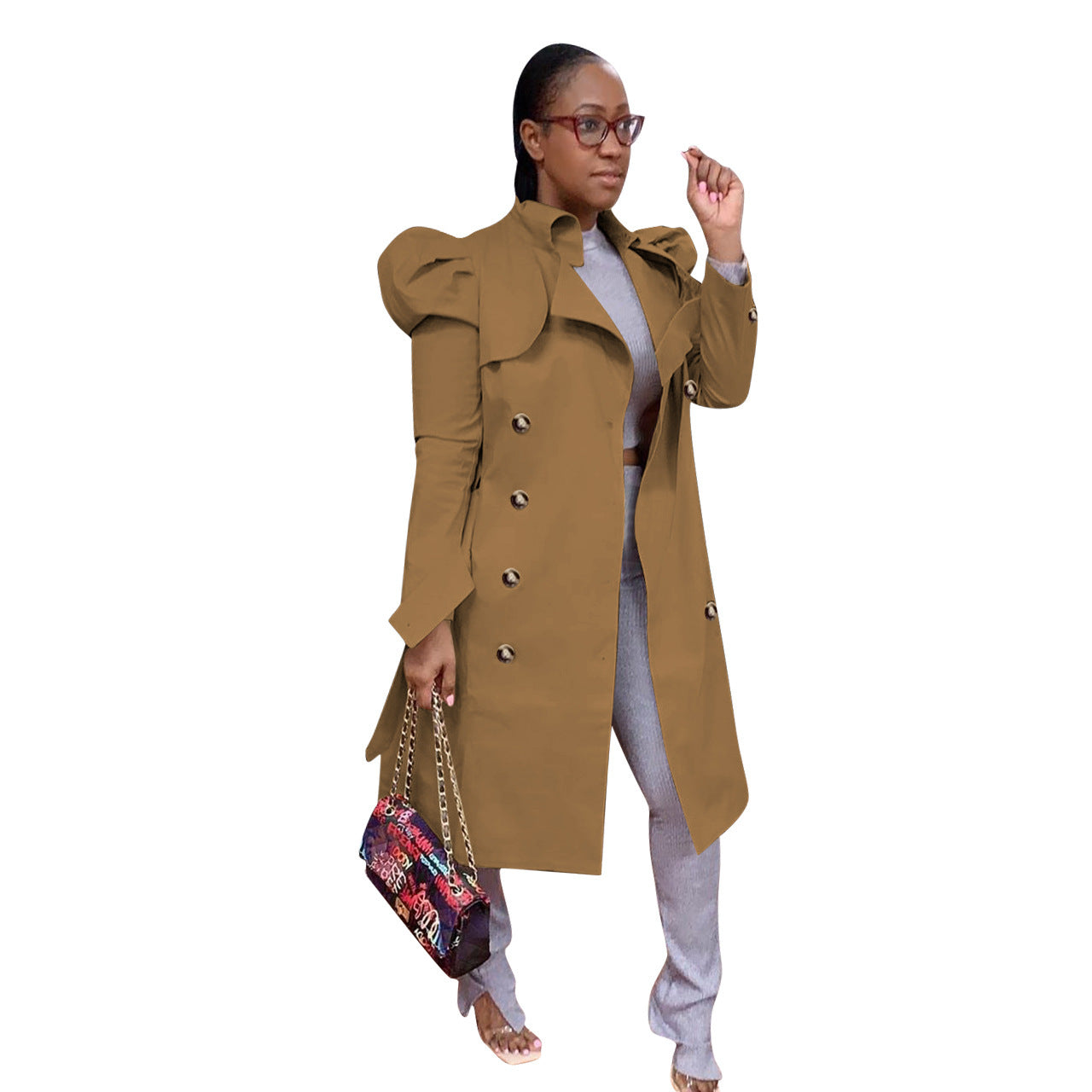 Pure Color All-match Long Trench Coat Women's Clothing
