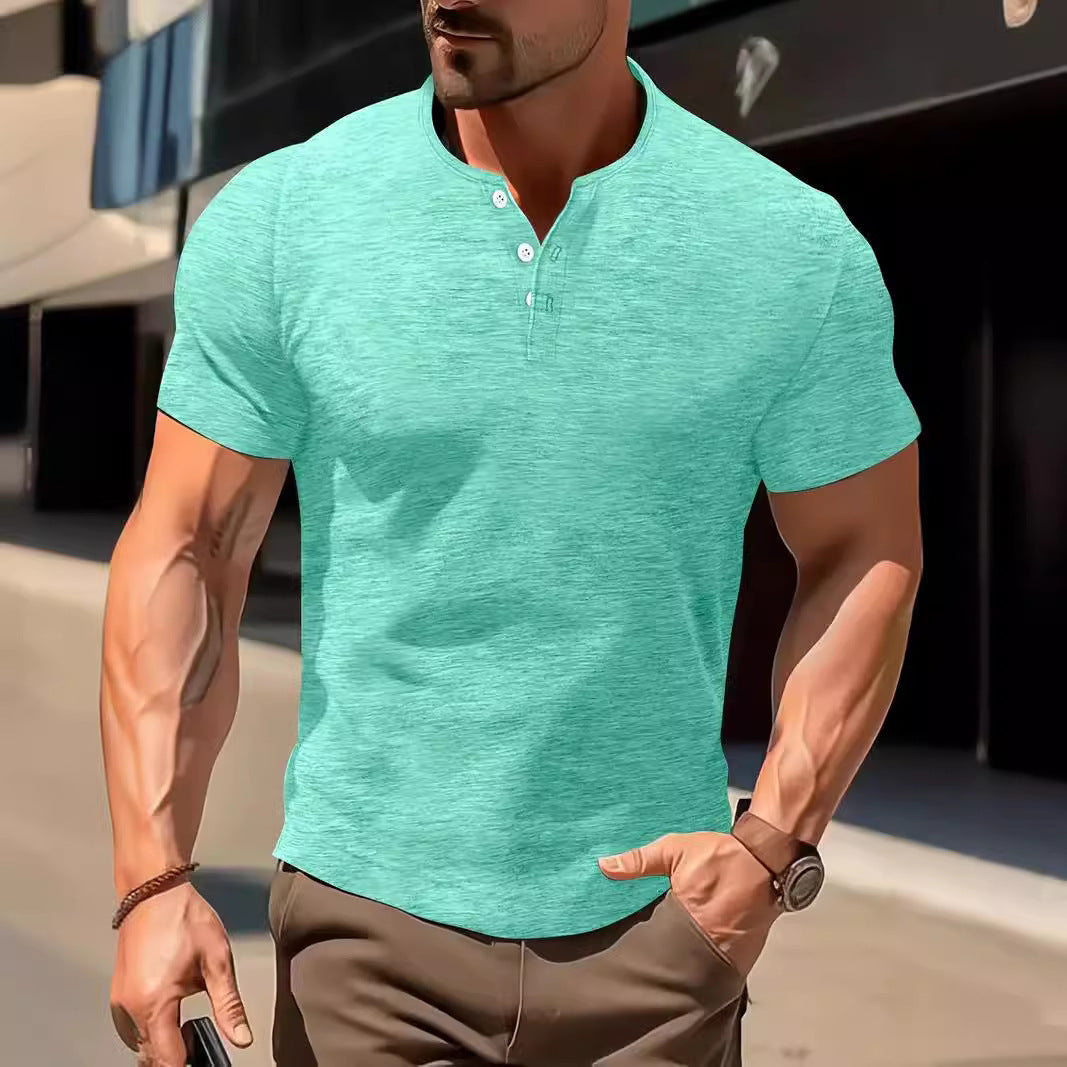 Men's Solid Color Casual Fashion Short Sleeved Shirt Beauty hair & fashionfj