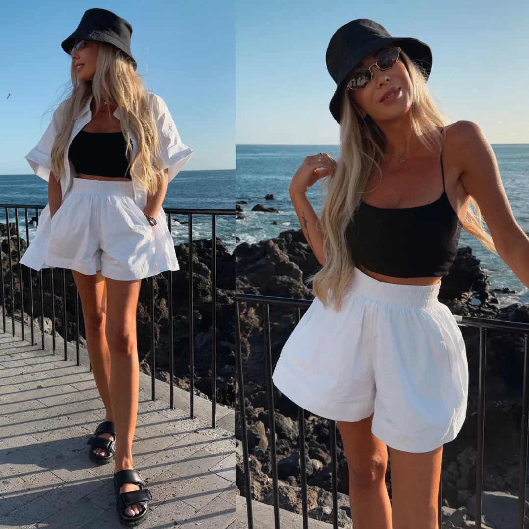 Shirt Elastic Sports Shorts Two-piece Set Beauty hair & fashionfj