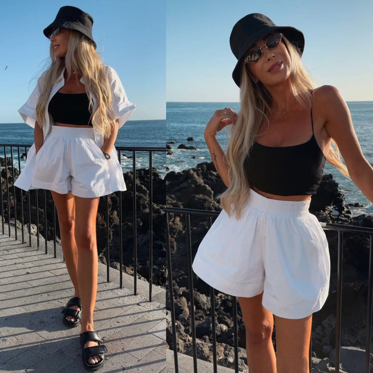 Shirt Elastic Sports Shorts Two-piece Set Beauty hair & fashionfj