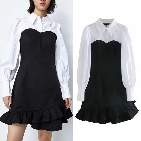 Patchwork ruffle dress Beauty hair & fashionfj