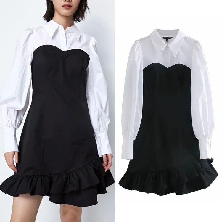 Patchwork ruffle dress Beauty hair & fashionfj