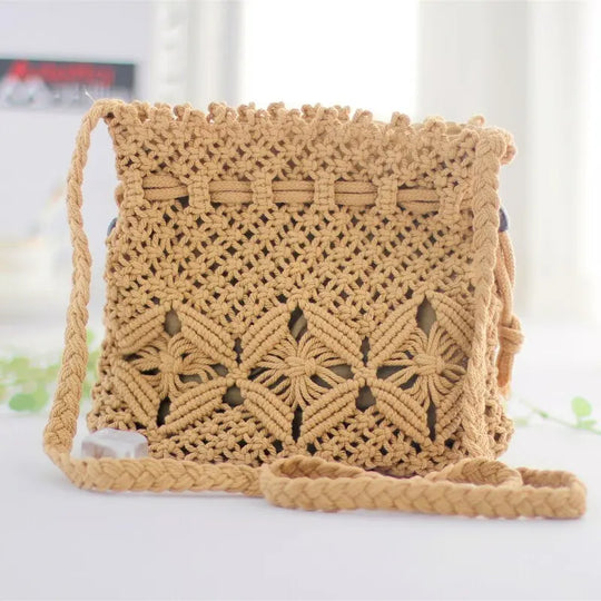 Knitted Tassel Bag Beach Women Bag woven Bag Beauty hair & fashionfj
