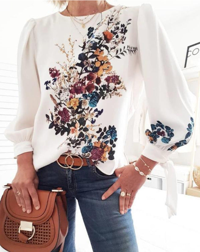 Printed casual women's flora T-shirt Beauty hair & fashionfj