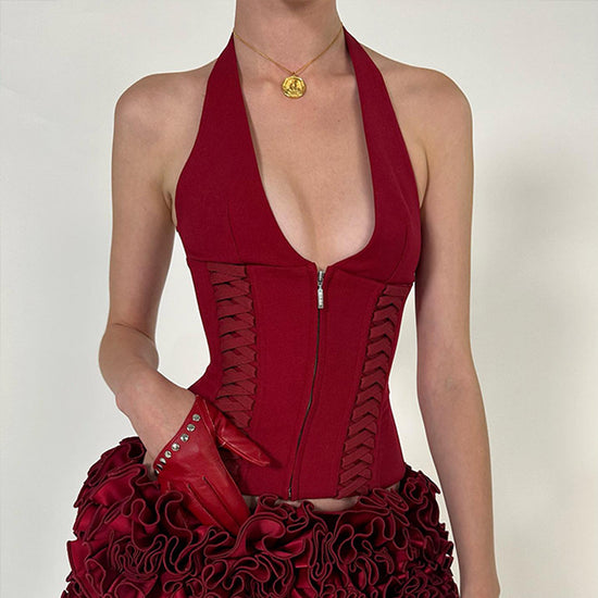 Summer Cross-strap Design Cropped Vest