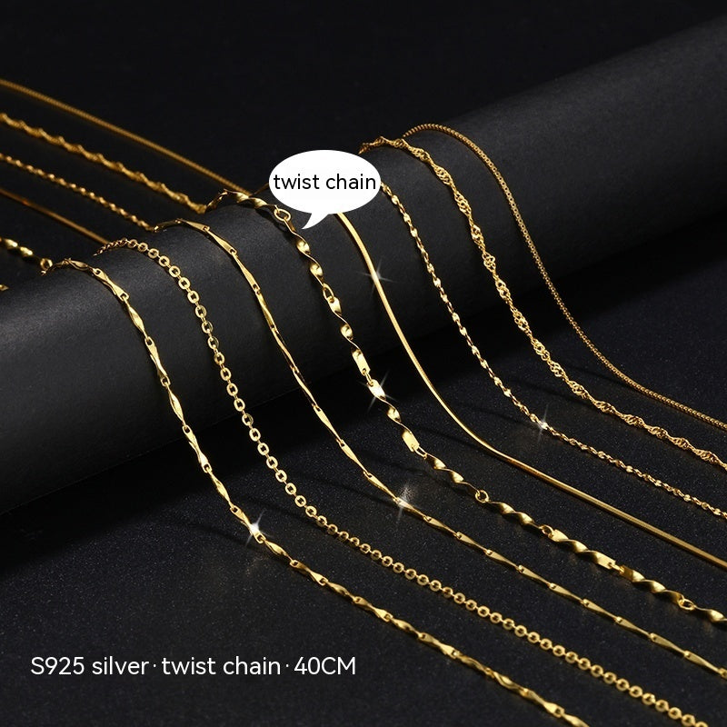 18K Gold Necklace Women's 925 Sterling Silver Gold Plated Chain Beauty hair & fashionfj