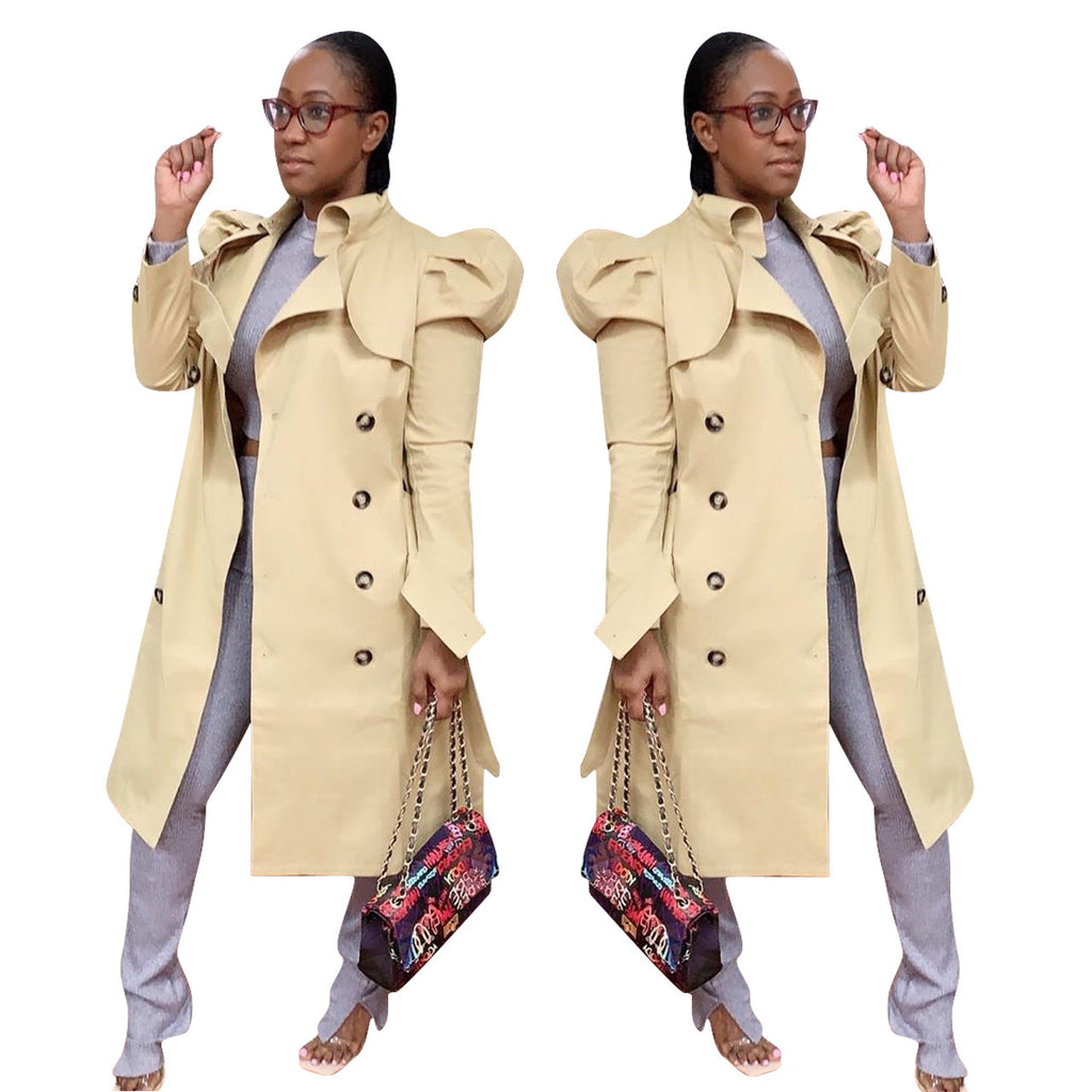 Pure Color All-match Long Trench Coat Women's Clothing